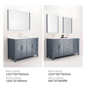 Luxury Waterproof Solid Wood Closeout <strong>Bathroom</strong> With Mirror Double 2 Basin <strong>Sink</strong> Cabinet for Bath Vanity <strong>Unit</strong> - Product Image 5