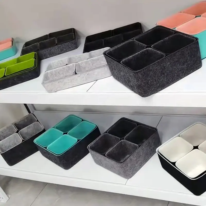 صندوق تخزين قماش فيلت بتصميم اسكندنافي متعدد الوظائف مكتب منظم أدراج مقسمة صناديق تخزين