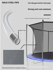 แทรมโพลีนสำหรับเด็กจากโรงงานจีน ใช้ได้ทั้งในร่มและกลางแจ้ง ขนาดใหญ่ สำหรับสวนสนุก ตลาดนัด หรือใช้ในบ้าน มีตาข่ายนิรภัย 360 องศา ขนาด 10 14 16 นิ้ว - Product Image 4