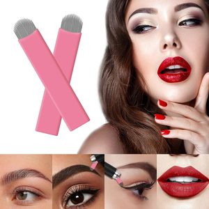 Agujas de Microblading Inclinadas de 0.15mm 18U, Color Rosa, Nano, para Tatuaje de Cejas, Cuchillas PMU - Product Image 5
