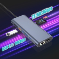 Concentrador multipuerto de estación de acoplamiento 14 en 1 con doble HDTV 4K, DP, USB de 10Gbps, PD 100W, RJ45, lector de tarjetas, 2 unidades en 1, 2 unidades, 1 unidad