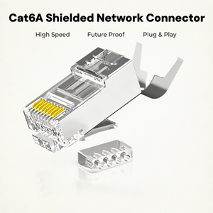 Connecteur RJ45 blindé Cat6a, terminal réseau 8p8c, fiche mâle Cat6a STP FTP - Product Image 1