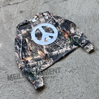 Sweat-shirt à capuche camouflage vintage pour homme, en coton de haute qualité, avec impression d'arbre, style chasse, effet vieilli et patchs, idéal pour la chasse et le sport.