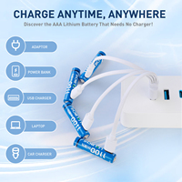 Batterie Li-ion rechargeable USB 1,5 V AAA 1100 mWh, cellules à faible autodécharge longue durée pour jouets et télécommandes