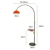 Lampadaire moderne en forme d'arc avec table d'appoint, lampe de lecture de style mid-century avec abat-jour en dôme et plateau rond pour salon et chambre à coucher