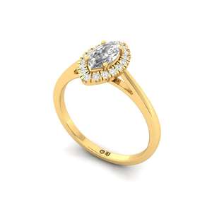 Bague solitaire de luxe en diamant CVD de laboratoire, taille marquise et ronde, plaqué or 10K, bijoux de fiançailles pour femme - Product Image 1