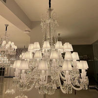 Hall d'hôtel salon restaurant lumière luxe moderne grand lustre en cristal européen lustre en cristal suspension