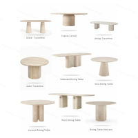 Table console en travertin beige naturel Wabi Sabi, plateau ovale arrondi flottant, table console d'entrée pour villa et hôtel