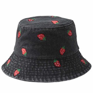 Fashion Embroidered Watermelon Fruit Denim Fisherman Hat for Unisex Wide Brim Sun Protection Breathable &amp; Adjustable All Seasons - Product Image 5