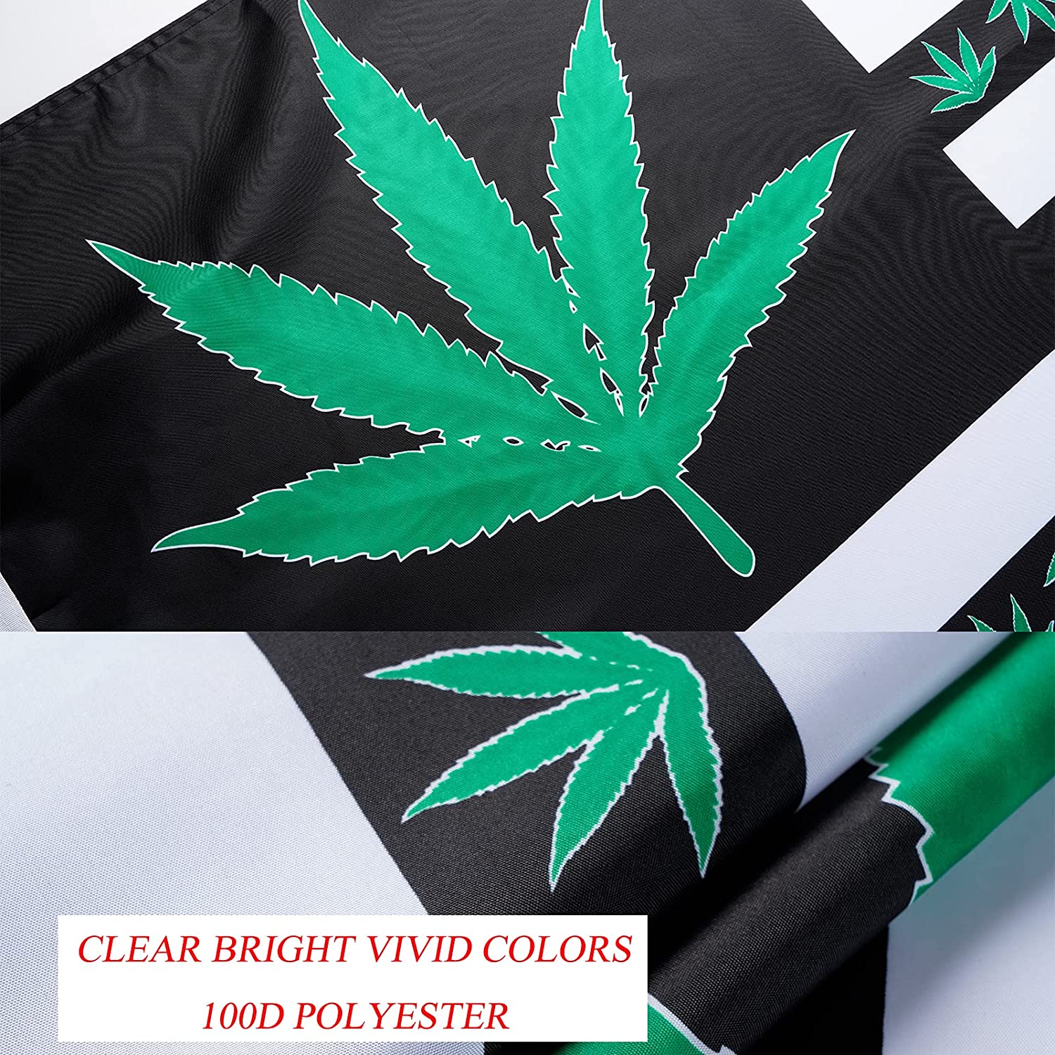 Striscione Con Foglie Di Marijuana 32 Metri - 60 Bandierine Triangolari In Cotone, 2 Giri, Decorazione Per Festa A Tema, Outdoor, Giardino, Bar, Casa (Nero)