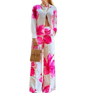 Abbigliamento moda Design stampato nuovo stile camicia pantaloni larghi due pezzi Homewear <span class=keywords><strong>donna</strong></span> d'affari <span class=keywords><strong>Casual</strong></span> 2 pezzi Set da <span class=keywords><strong>donna</strong></span> - Product Image 4