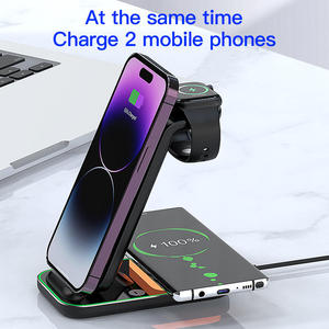 แท่นชาร์จไร้สายแบบเร็ว 4 in 1 15W พร้อมไฟ LED สำหรับ <span class=keywords><strong>iPhone</strong></span> สมาร์ทวอทช์ และหูฟัง - Product Image 3