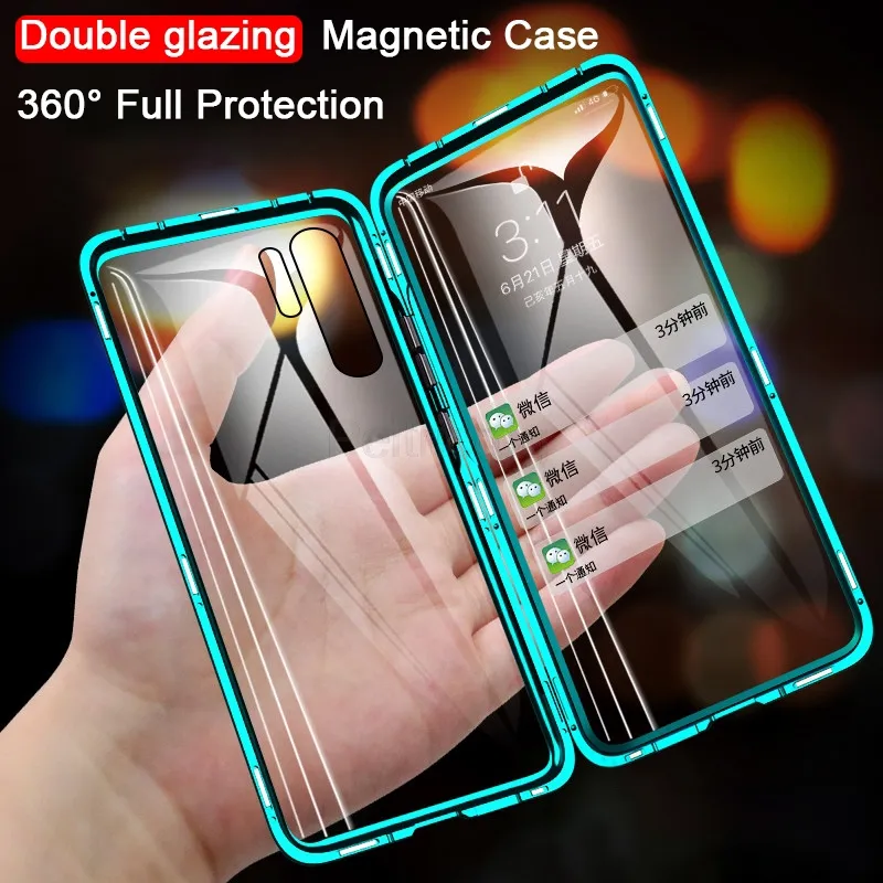 Magnetic Metal Protective Case For Samsung Galaxy S21 S8 S9 S10 S20 Plus Ultra case Note 8 9 10 20 Plus Double Sided Glass Case