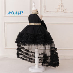 MQATZ Nuevo Vestido de Fiesta Negro para Niña con Estilo Moderno y Cola Larga de Princesa para Niñas Pequeñas - Product Image 3