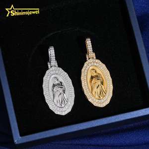 จี้เพชรโมอิสซาไนต์เงินแท้ 925 แบบฮิปฮอป ไม่มีภาษีศุลกากรจากคลังสินค้าสหรัฐอเมริกา ผ่านการทดสอบเพชร  จี้ซานตา มาเรีย - Product Image 5