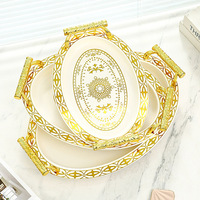Plateaux de rangement en plastique à bords dorés, style arabe, pour collations, assiettes pour la maison, ensemble de plateaux de service pour fruits et aliments, Ramadan