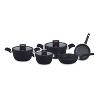 Ucc-Life Ensemble d'ustensiles de cuisine antiadhésifs forgés 8 pièces Batterie de cuisine en métal au design classique avec casseroles et poêles en granit
