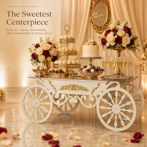 Chariot <span class=keywords><strong>de</strong></span> Mariage Pliant Grand Modèle Royal avec Auvent, pour Événements, Fêtes, Table <span class=keywords><strong>de</strong></span> Présentation, Chariot à Fleurs et Chariot à Bonbons sur Roues - Product Image 4
