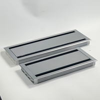 Boîte de gestion de couvercle de fil de sortie de câble de table rectangulaire en aluminium avec double brosse Passe-câble à fermeture souple de bureau
