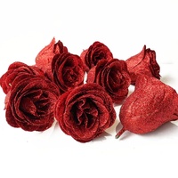 Têtes de roses scintillantes, fleurs en cristal, fleurs en poudre or rose, bleu Enchantress, bouquet de la Saint-Valentin, matériel DIY, fleurs de roses scintillantes