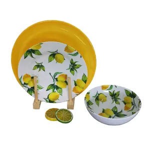 Set Alat Makan Desain Lemon Melamin untuk Berkemah