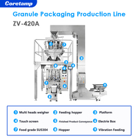 Machine d'emballage automatique pour sachets à soufflet et pochettes à fond plat pour grains de café avec applicateur de valve unidirectionnelle pour 1 kg et 2 kg