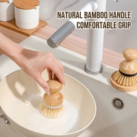 Brosse de nettoyage multifonctionnelle pour ustensiles de cuisine, vente directe usine, brosse naturelle à poils avec manche en bois