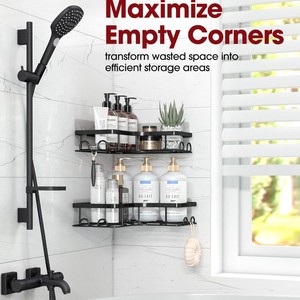 Fabricante profesional Baño Triángulo Estante Inodoro Sin perforaciones Estante de almacenamiento de pared Balcón Esquina de cocina Estante de doble capa - Product Image 2