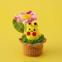 Plante en pot tricotée au crochet faite à la main, motif chat, canard et fleurs artificielles mignonnes, motif tournesol, pour l'intérieur