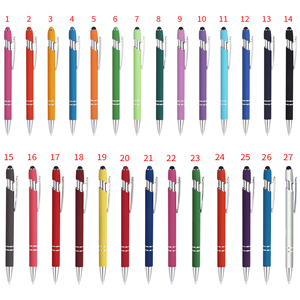 Vente en gros de nouveaux stylets à écran tactile doux au toucher, stylo à bille en métal avec logo personnalisé gravé, multicolores, largeur d'écriture de 1,0 mm, pour cadeau - Product Image 2