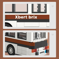 Brick Yue 6602137 Bus à double étage rétro britannique de 1976, modèle de voiture en blocs de construction, ornements, jouets à assembler