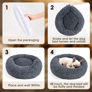 Fabrikant Direct Lang Nepbont Huisdierenkussen Pluche Donut Ronde Hondenbed Zacht Wasbaar Kattenbed Grot Verwijderbaar Huisdierenkussen - Product Image 5