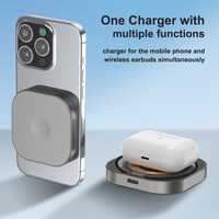 TKT Portable 15W Pad de Recharge Rapide Station d'Accueil Chargeur Magnétique Sans Fil pour iPhone Mini Support de Recharge PD Écouteur