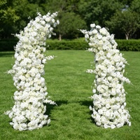 Arche de mariage en fleurs artificielles, roses blanches en soie, arrangement floral d'angle pour toile de fond de cérémonie, décoration de scène de fête et d'événements