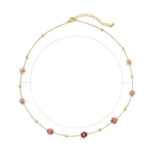Collier chaîne en acier inoxydable plaqué or coloré avec breloques fleurs en <span class=keywords><strong>pierre</strong></span> <span class=keywords><strong>naturelle</strong></span>, ras-de-cou délicat et ajustable pour femme - Product Image 6