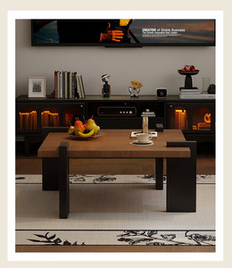 Sala de estar minimalista con textura natural y elegancia simple Mesa de centro de madera maciza Mesa de té - Product Image 6