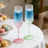 Verres à vin en plastique incassable 170 ml avec logo personnalisé, gobelet à champagne côtelé dégradé, verrerie élégante pour fêtes, vente en gros