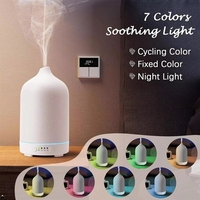 Diffuseur d'arômes ultrasonique en céramique avec minuterie, humidificateur, 7 LED, lumière changeante de couleur, huile essentielle