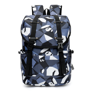 Casual Sports <b>Backpack</b> Camouflage Blue Waterproof Laptop Compartment Men's Outdoor Travel <b>Backpack</b> - Product Image 1