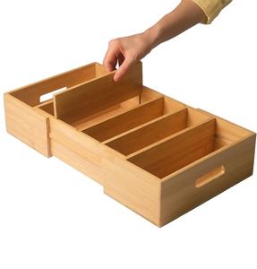 Homex | Boîte en <span class=keywords><strong>bambou</strong></span> polyvalente avec plateau réglable pour les bacs de rangement des fournitures de cuisine avec de grands lots de supports extensibles pour assiettes à dîner - Product Image 1
