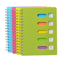 Carnet à spirale de bureau en stock, en PP coloré, avec intercalaires, spirale métallique, pour étudiants, direct usine