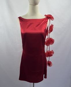 Elegante estate modello solido <span class=keywords><strong>Mini</strong></span> <span class=keywords><strong>abito</strong></span> da donna <span class=keywords><strong>in</strong></span> <span class=keywords><strong>raso</strong></span> spalla con nappine decorazione stile girovita stile impero al ginocchio Casual - Product Image 2