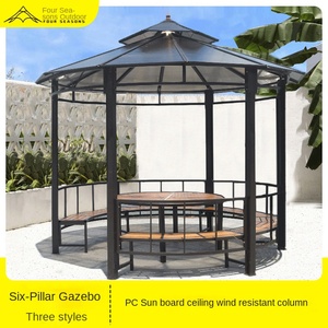 <span class=keywords><strong>Pergola</strong></span> hexagonale d'extérieur en <span class=keywords><strong>fer</strong></span> <span class=keywords><strong>forgé</strong></span> pour jardin, cour et villa, auvent pare-soleil, pavillon de loisirs à six colonnes - Product Image 2