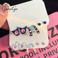 Boucles d'oreilles fantaisie en forme d'animaux démoniaques pour femmes, clous d'oreilles amusants de dessin animé, design aiguille en argent