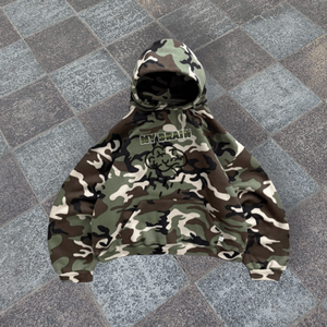 High Street Custom Full Camo Print Traje de sudor de dos piezas Venta caliente 100% Algodón Jogger Pantalones de chándal y Sudadera con capucha Conjunto Hombres - Product Image 2