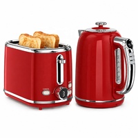 Ensemble de 2 appareils de cuisine de qualité alimentaire, couleur rouge, grille-pain électrique et bouilloire, ensemble petit-déjeuner avec affichage numérique, vente chaude