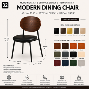 Chaise de salle à manger moderne avec siège rembourré confortable et design élégant pour salle à manger, cuisine, restaurant et café - Product Image 2