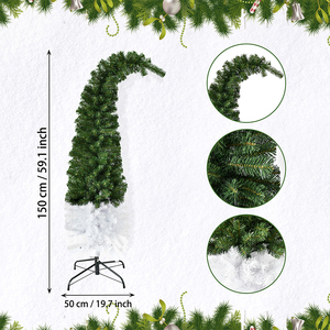 Sapin de Noël <span class=keywords><strong>à</strong></span> col crochu, bicolore vert et blanc, pliable et télescopique, article de décoration DIY pour les fêtes de Noël - Product Image 3