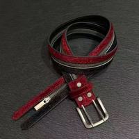 Ceinture vintage en velours rouge et cuir, style punk, avec fermeture éclair robuste et boucle ardillon, accessoire de taille tendance