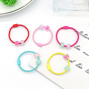 Attaches pour cheveux couleur bonbon avec perles pour enfants et filles, usage quotidien, style corde en caoutchouc, accessoires pour cheveux - Product Image 1